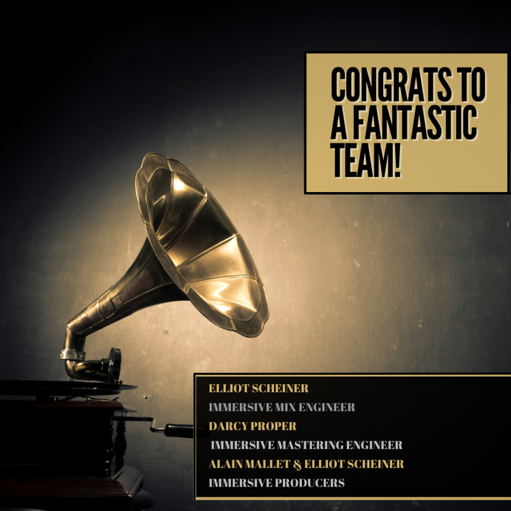 Grammy Nomination BEST IMMERSIVE AUDIO ALBUM For Darcy Proper